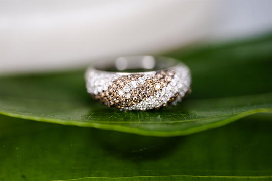 14K WG White and Brown Diamond Dome Ring