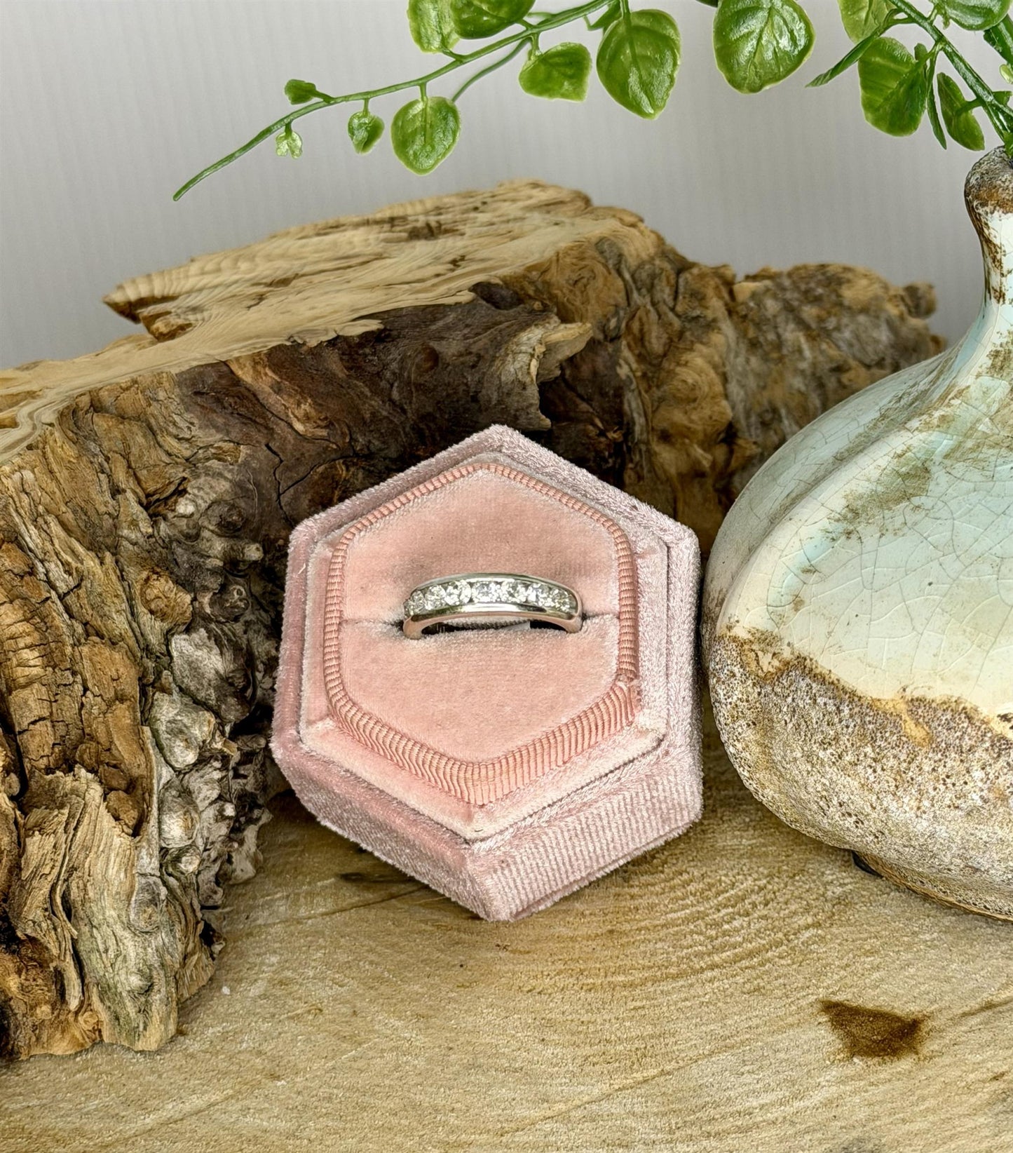 14k White Gold channel set wedding band