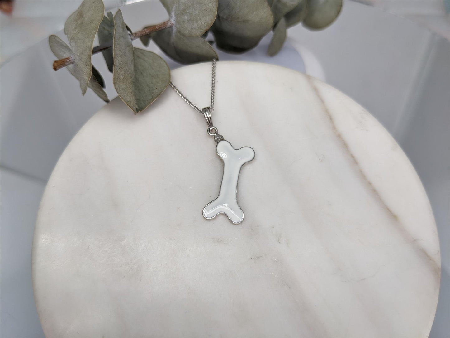 Enameled Dog Bone Pendant