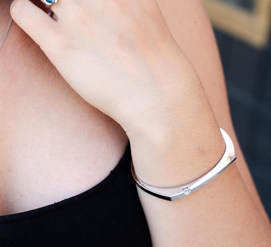14K White Gold and Diamond Polar Cuff Bracelet