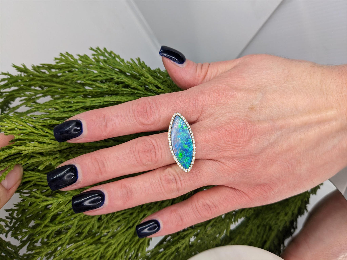 Australian Opal and Diamond Ring
