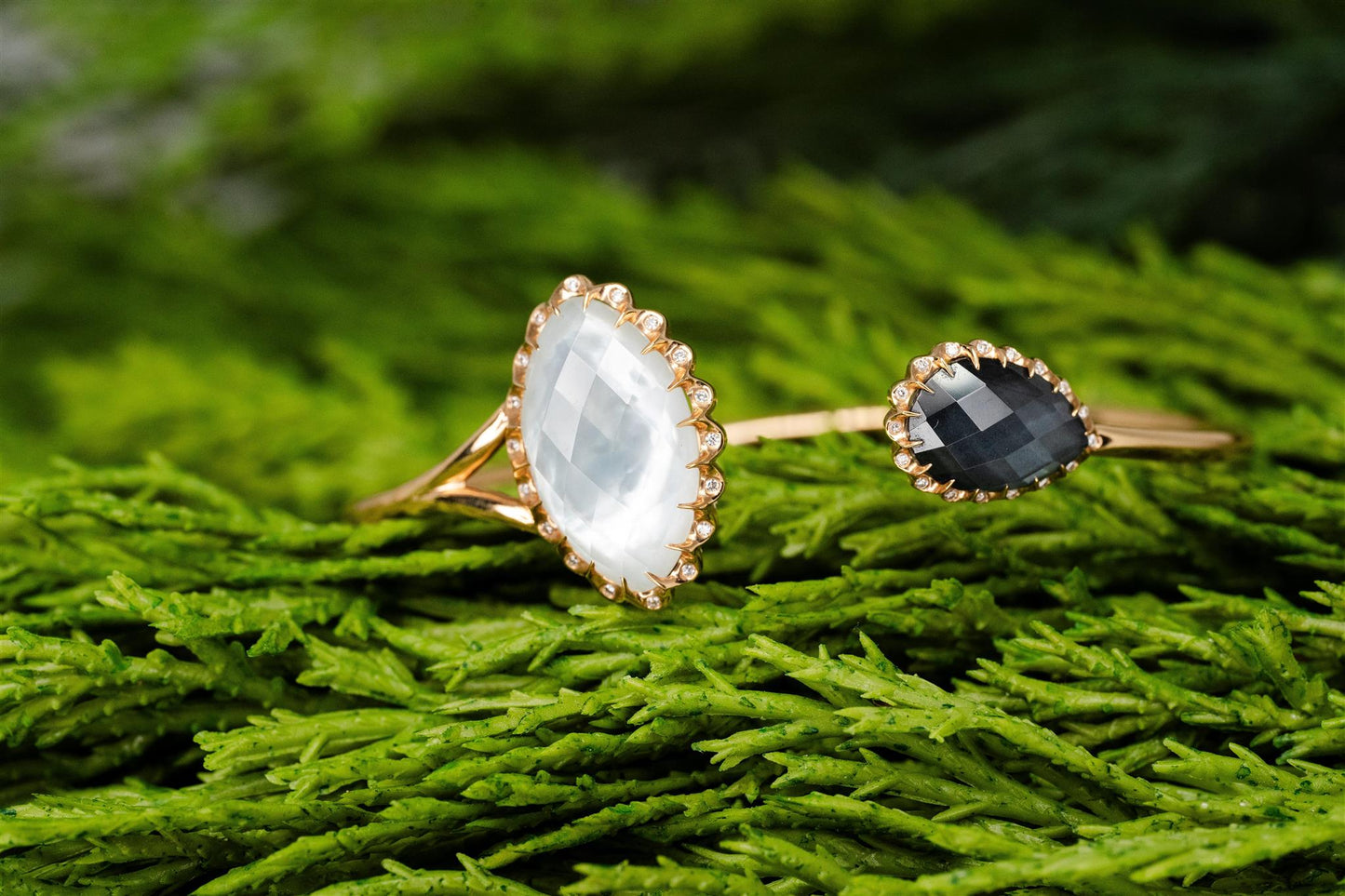 18K Rose Gold Colored Stone Bangle Bracelet