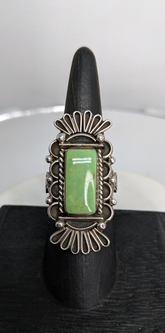 Green Turquoise and Sterling Silver Ring