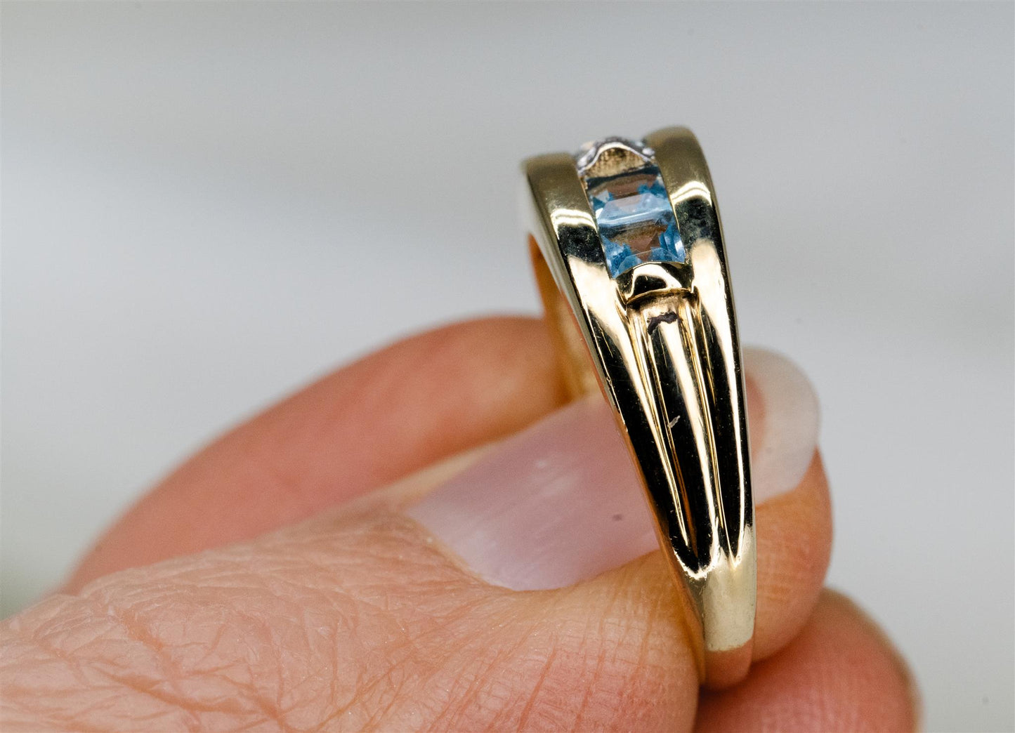 Blue Topaz & Diamond Band