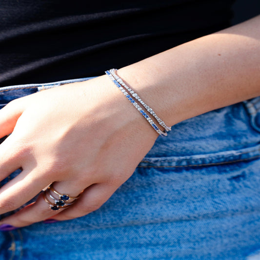 Diamond And Sapphire Tennis Bracelet