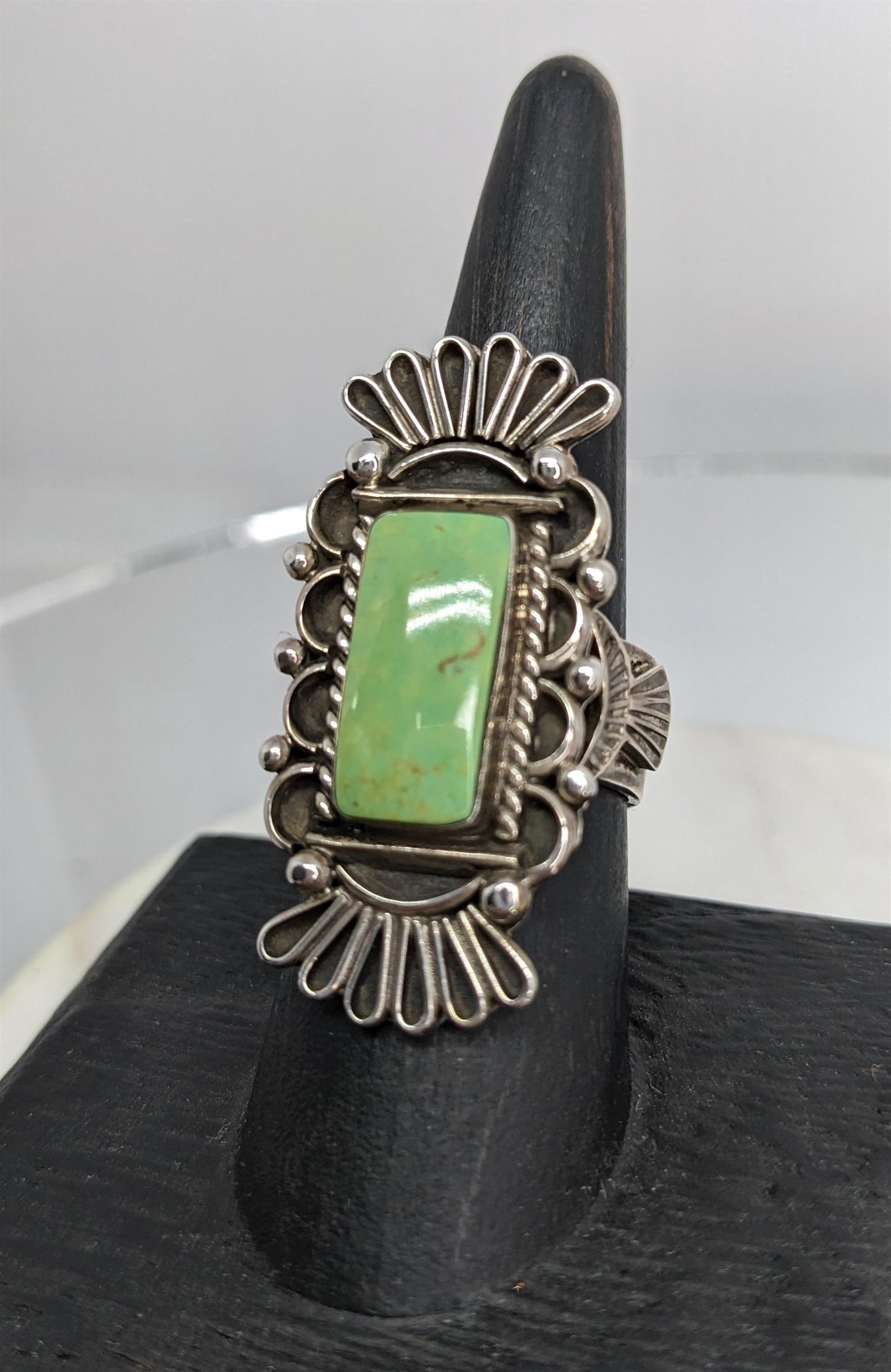 Green Turquoise and Sterling Silver Ring