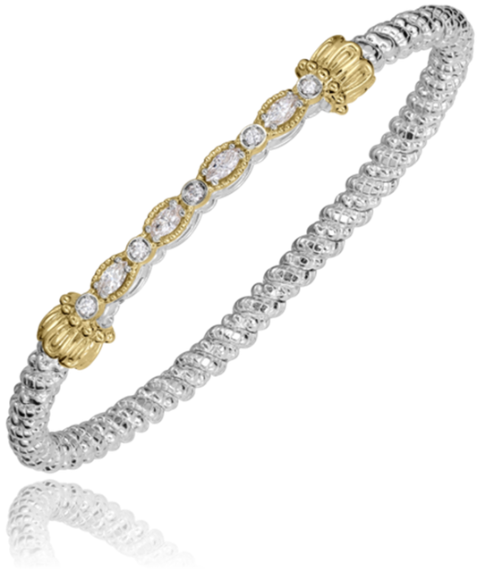 Yellow Gold and Sterling Silver Diamond Bracelet