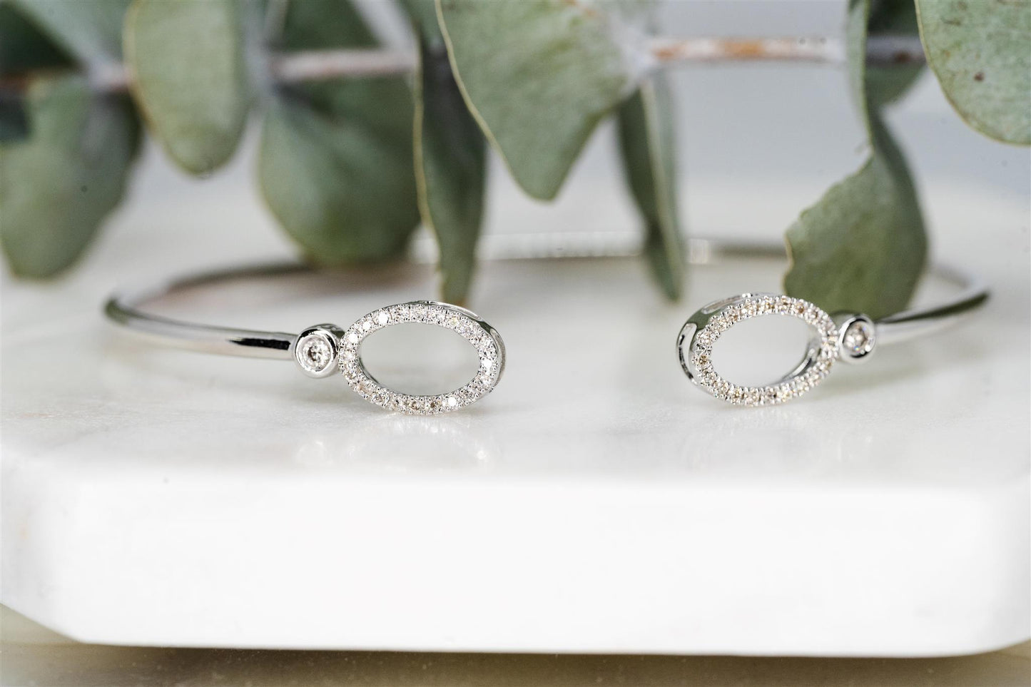 14K White Gold Flex Diamond Bangle Bracelet