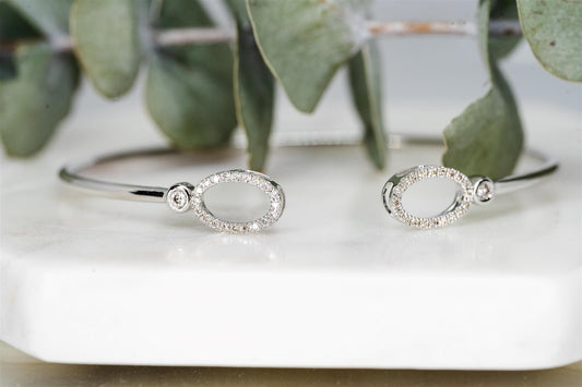 14K White Gold Flex Diamond Bangle Bracelet