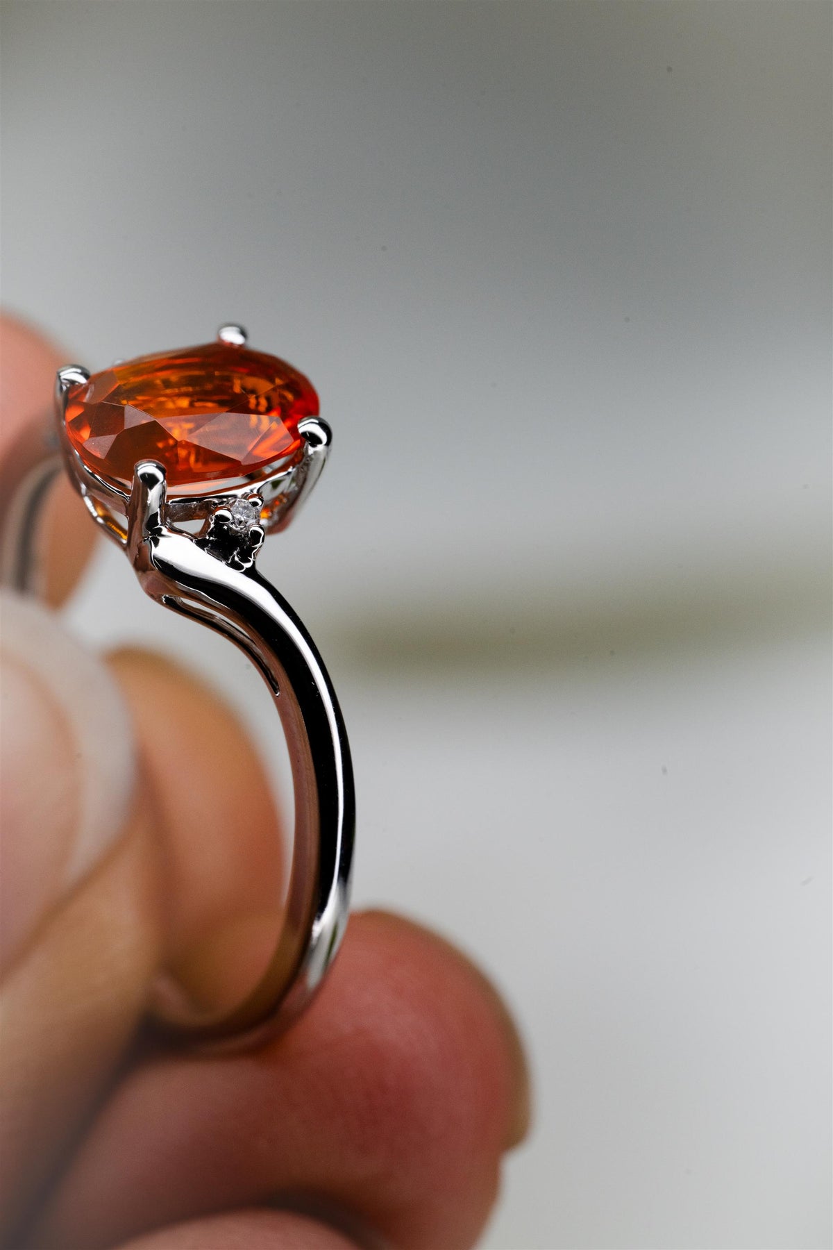 Fire Opal & Diamond Ring