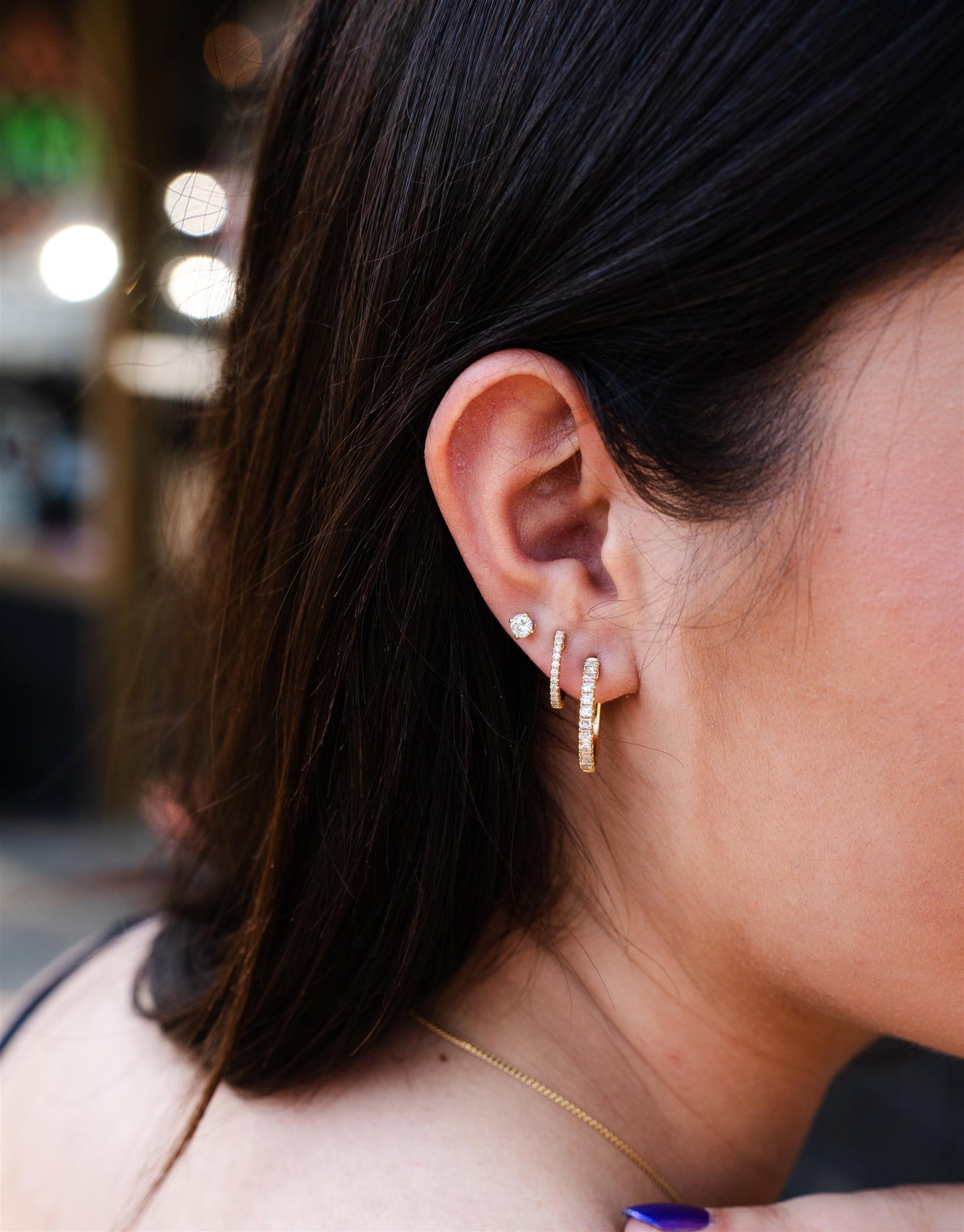 18K Yellow Gold Asscher Cut Diamond Earrings