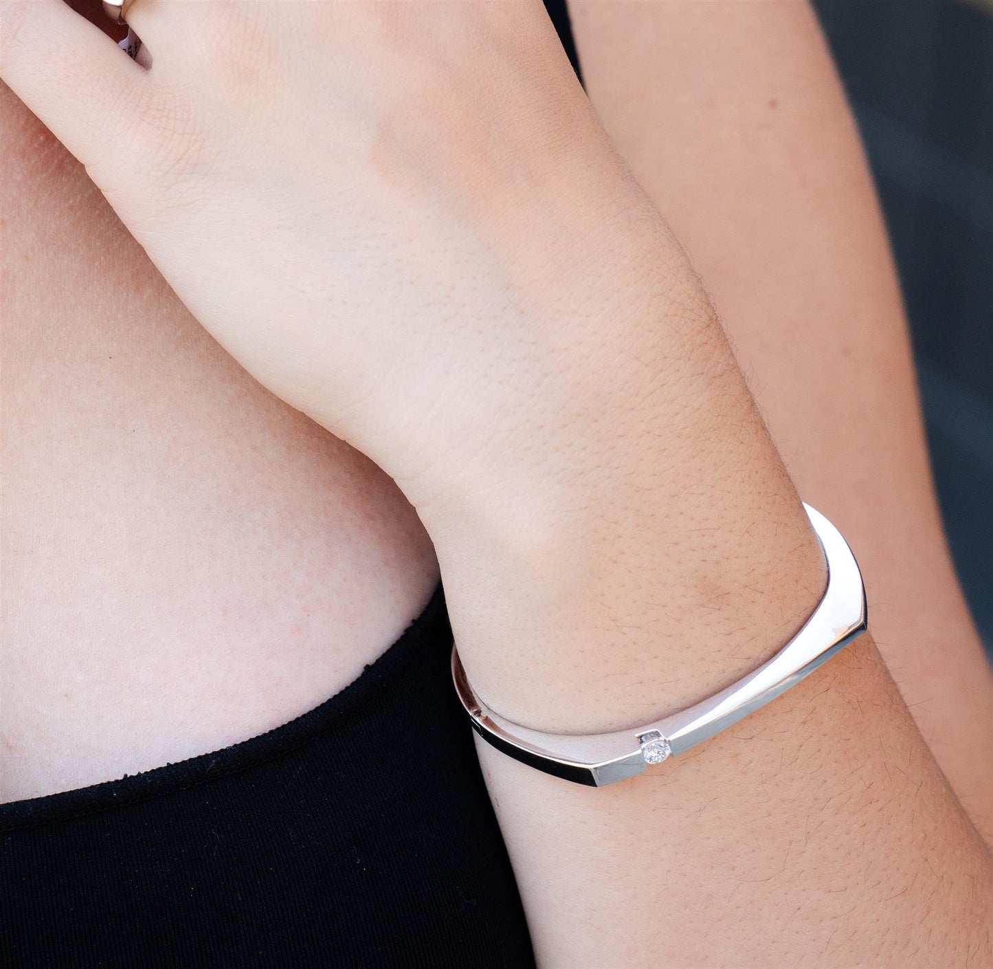 14K White Gold and Diamond Polar Cuff Bracelet