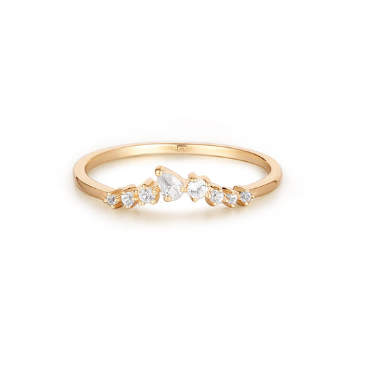 AURELIE GI 029  Daydream ADORA | Pear and Round White Sapphire Curved Ring