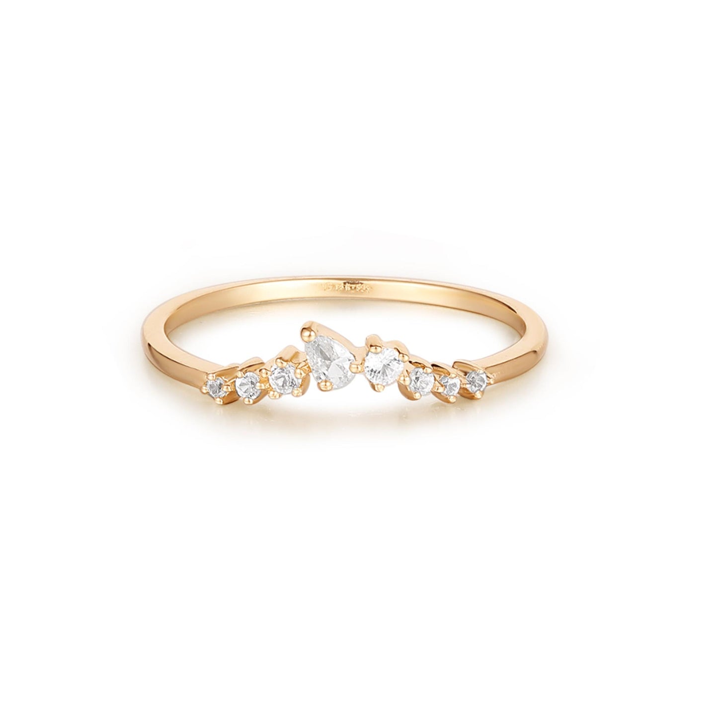 AURELIE GI 029 Daydream ADORA | Pear and Round White Sapphire Curved Ring