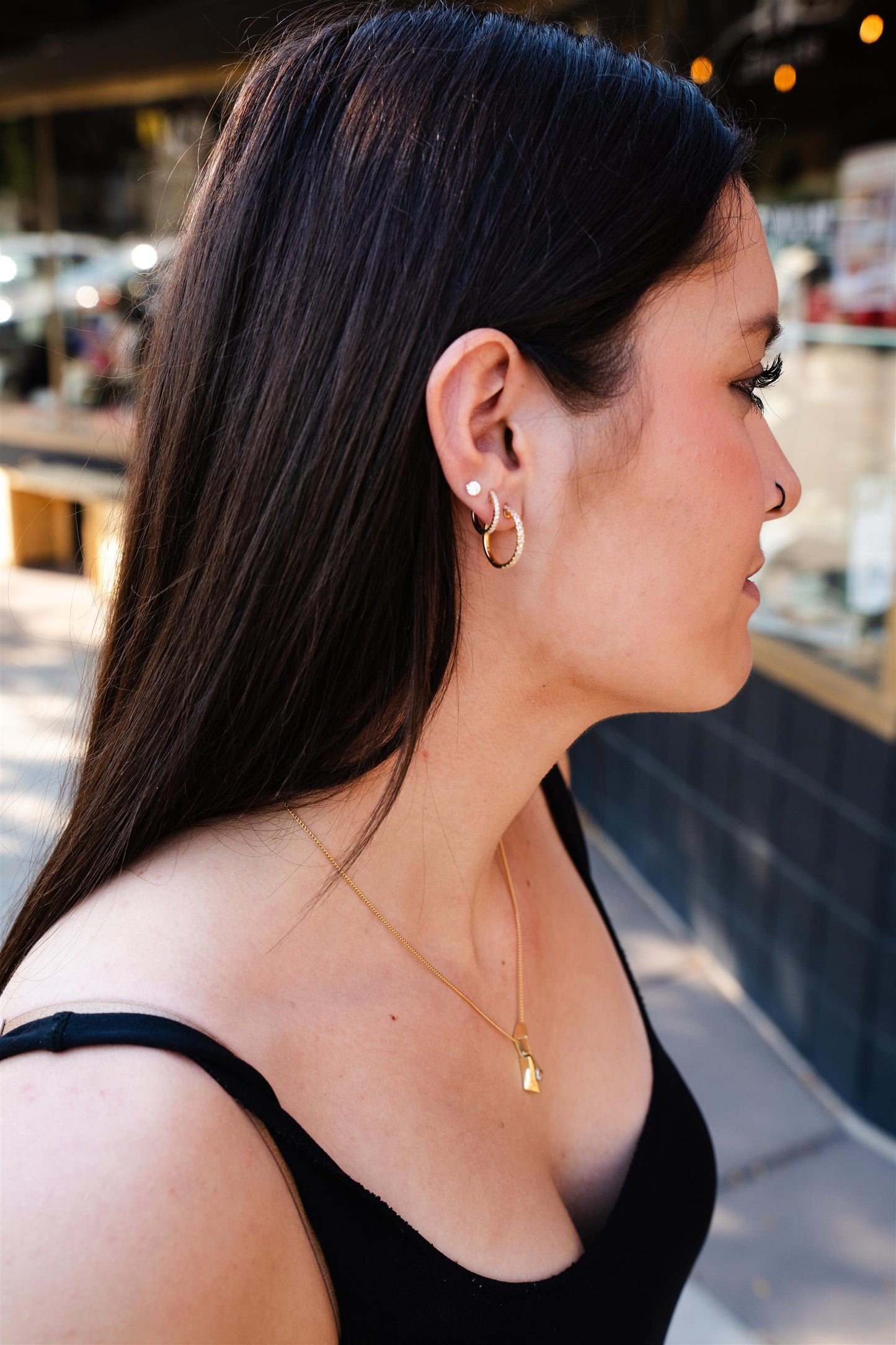 18K Yellow Gold Asscher Cut Diamond Earrings