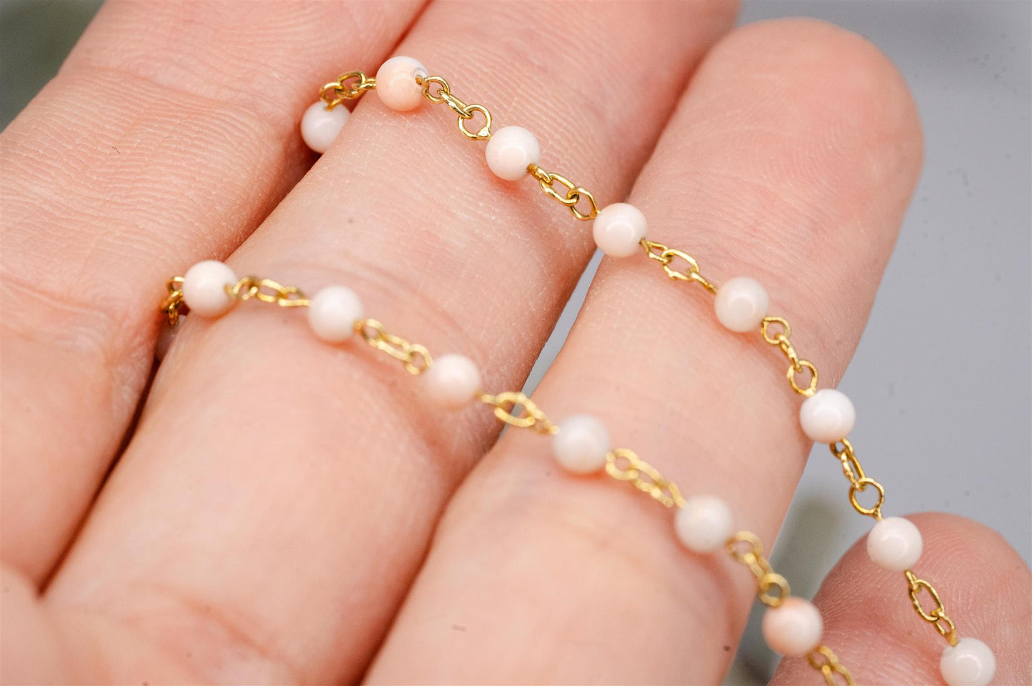 14K Yellow Gold Coral Anklet
