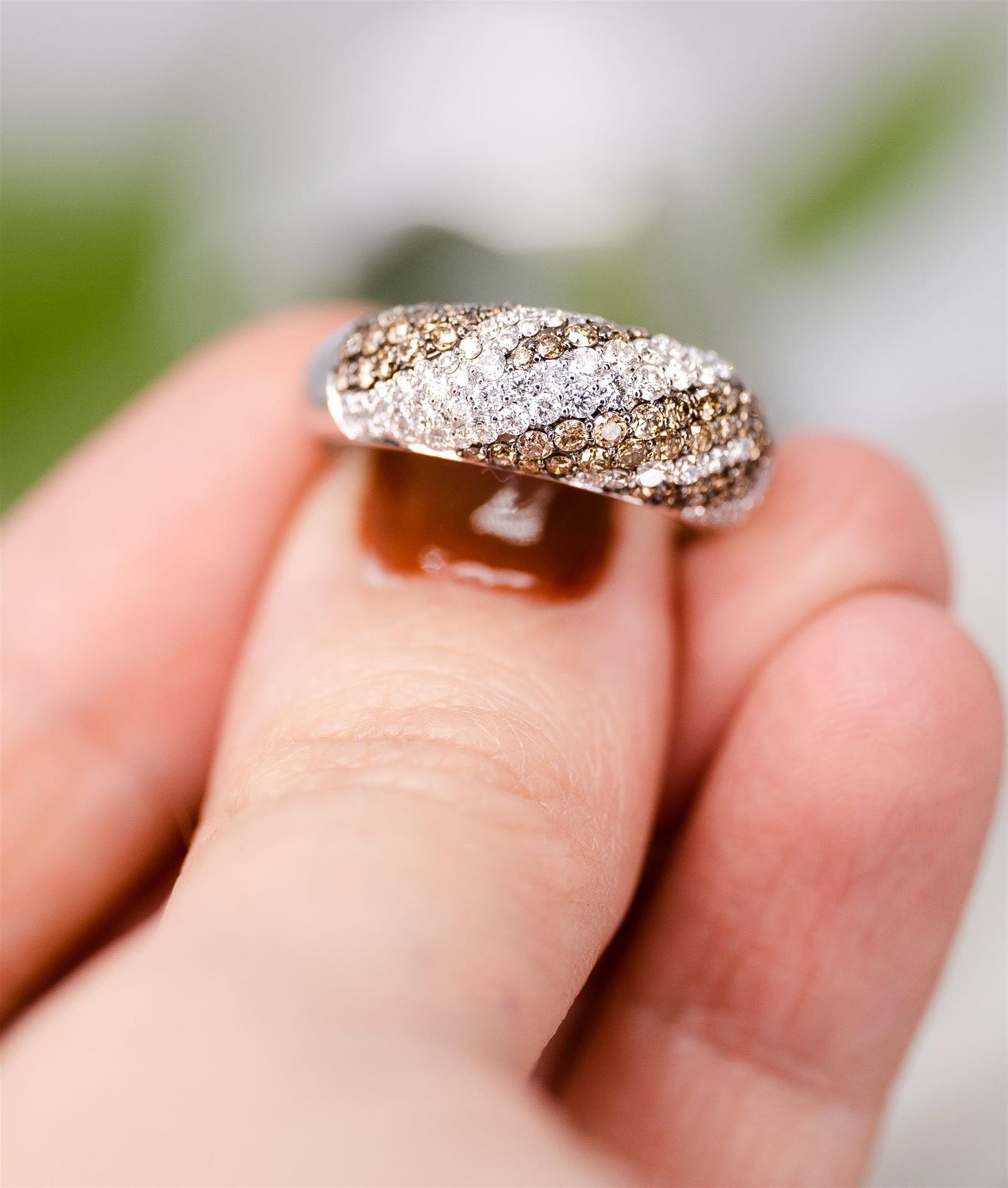 14K WG White and Brown Diamond Dome Ring