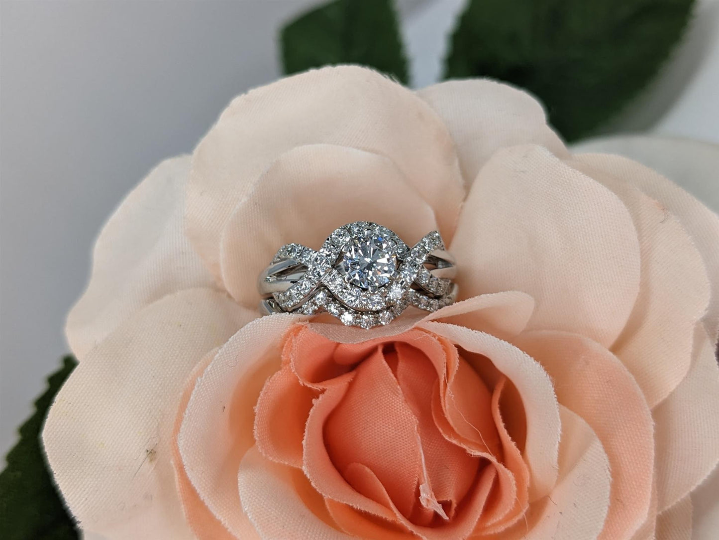 White Gold Twisted Wedding Set