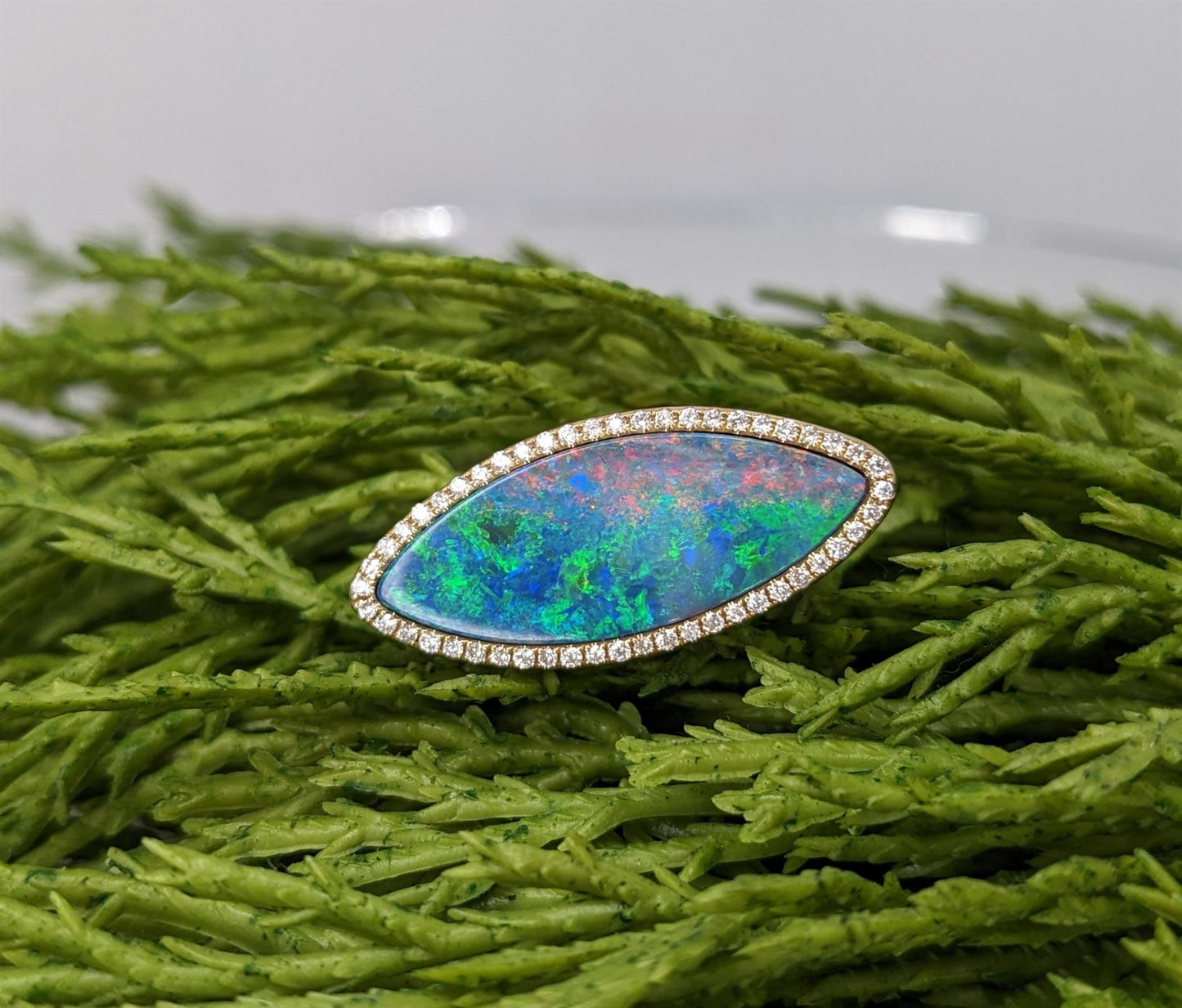 Australian Opal and Diamond Ring