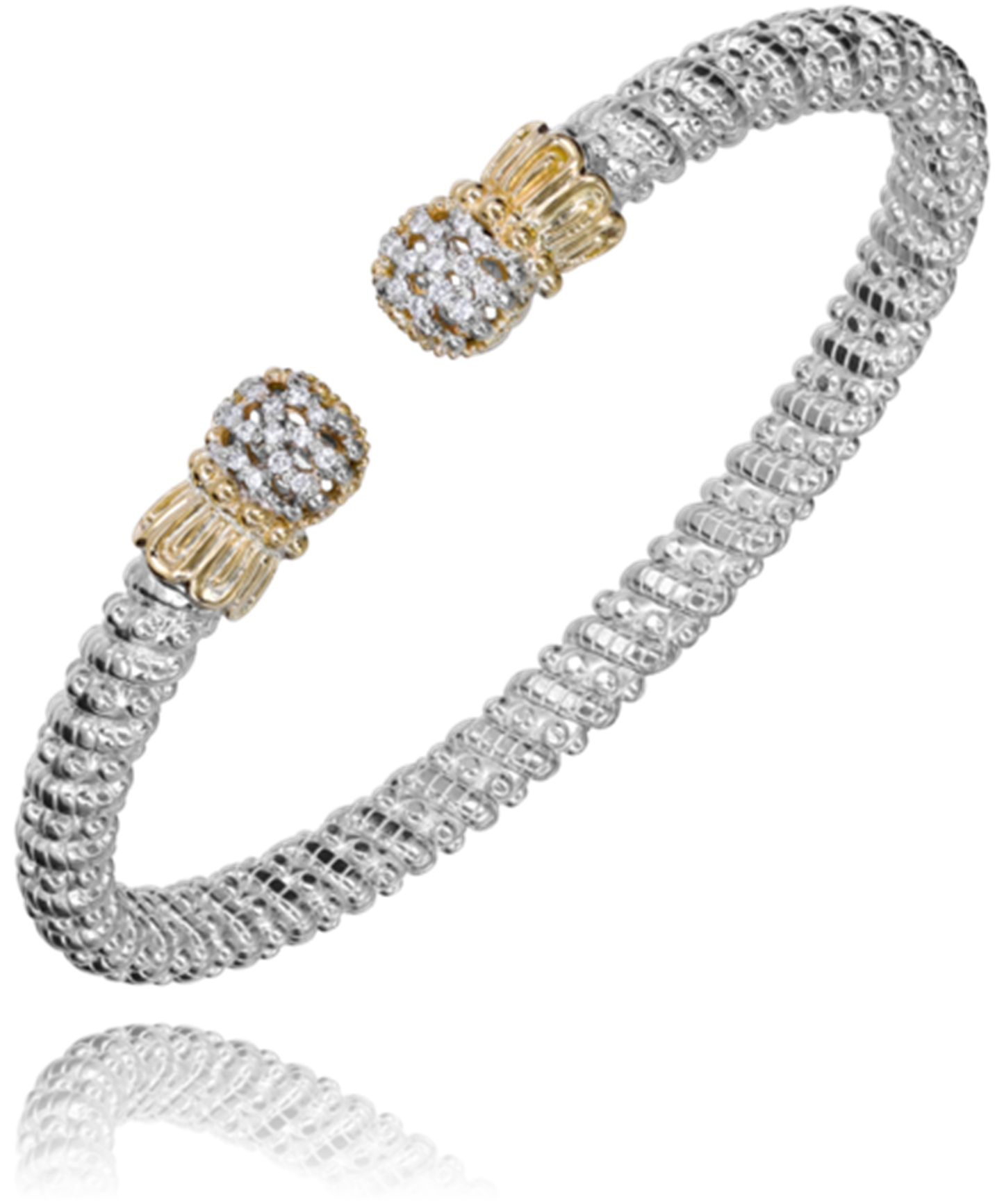 Yellow Gold and Sterling Silver Diamond Bracelet