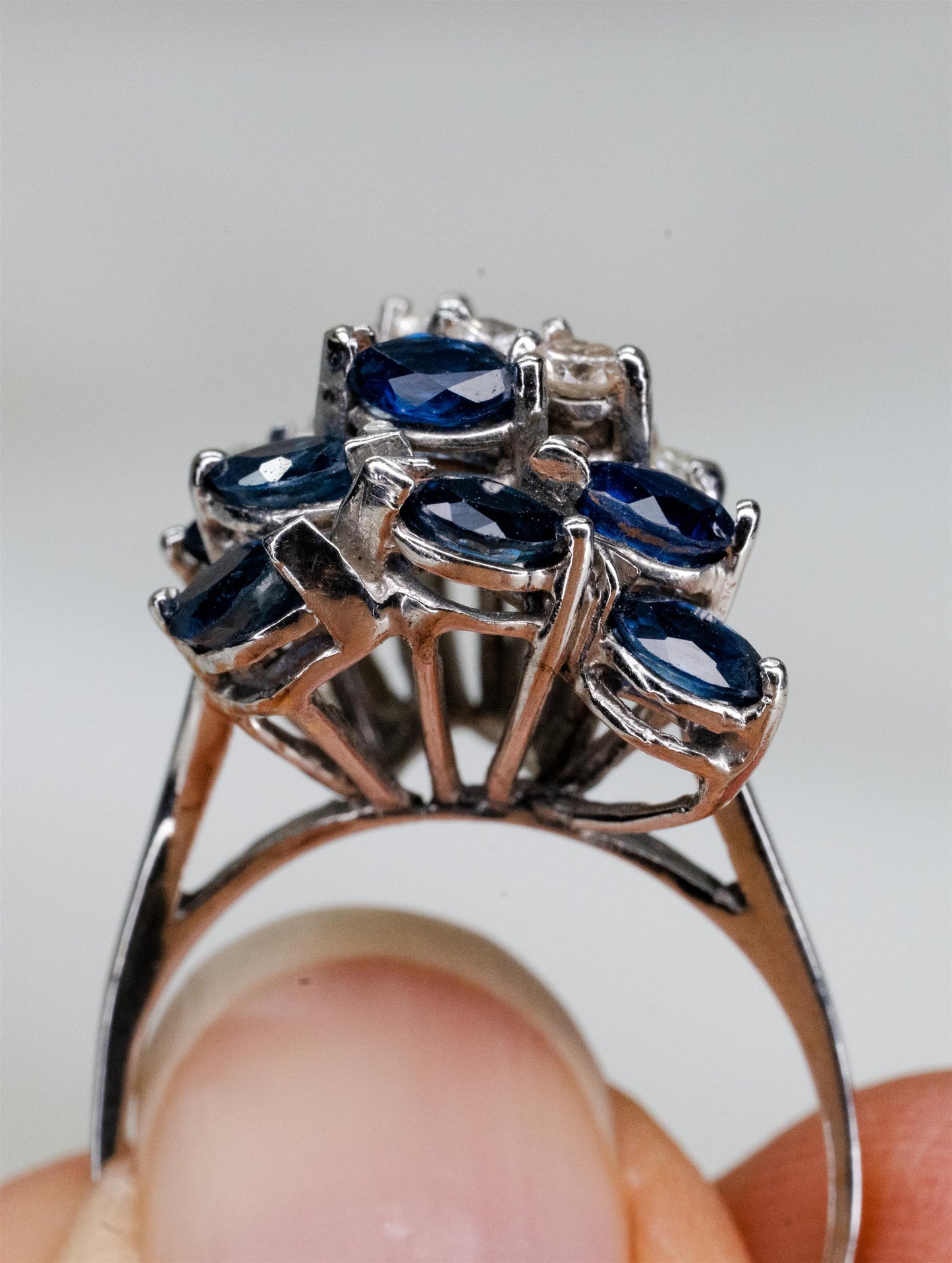 Sapphire & Diamond Waterfall Ring