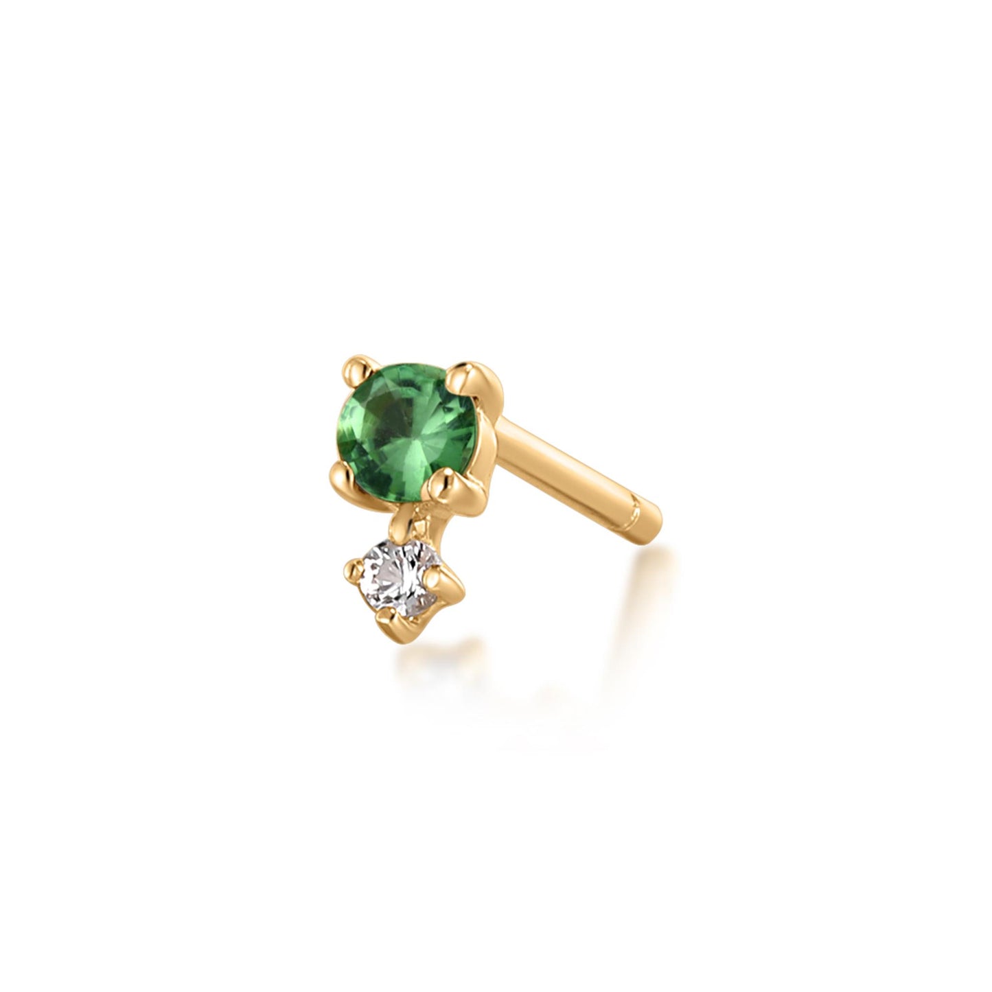 AURELIE GI 023 - Making Memories MAY | Green Tsavorite and White Sapphire Single Earring