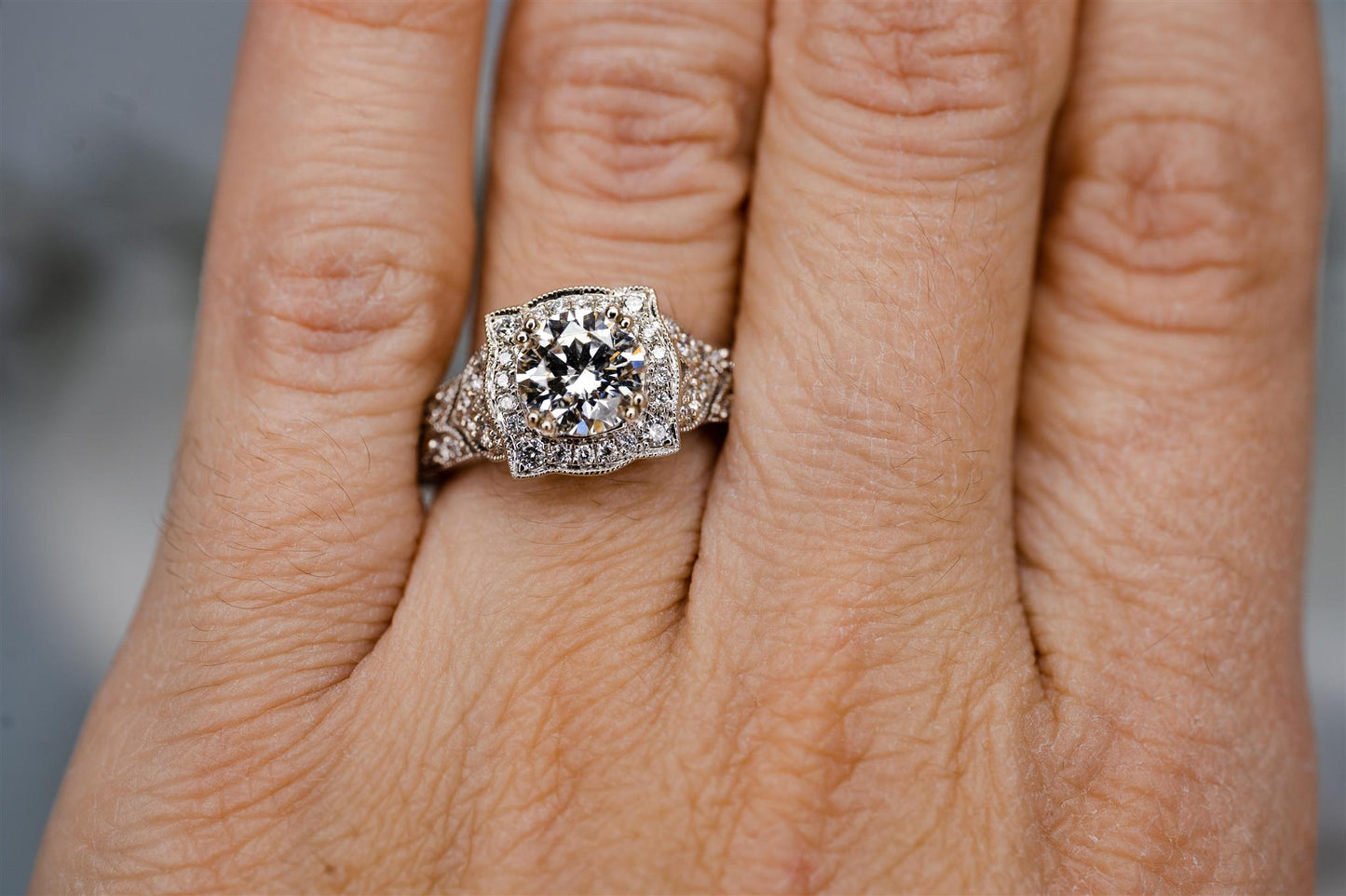 14K White Gold and Diamond Engagement Ring with GIA Report