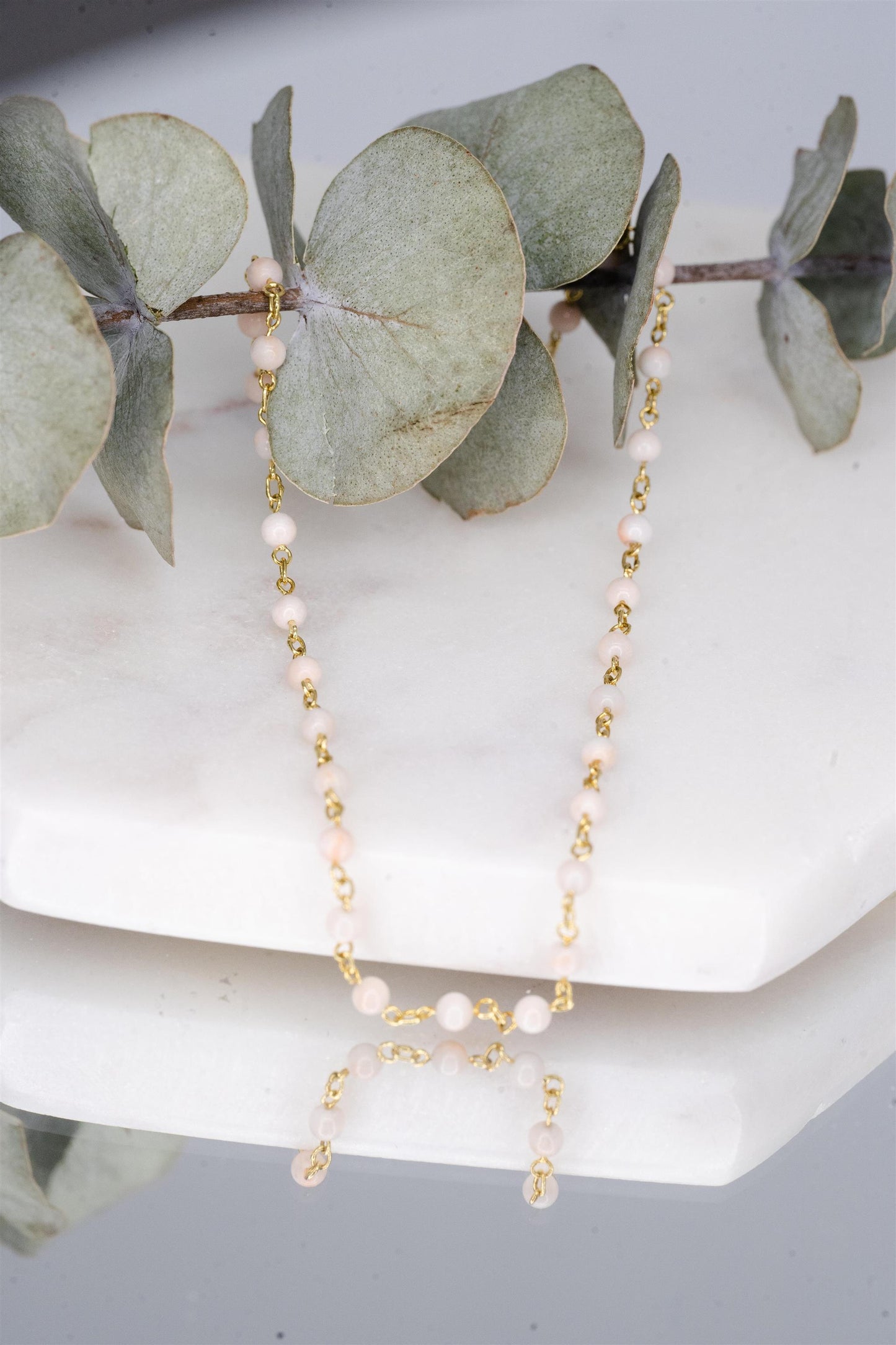 14K Yellow Gold Coral Anklet