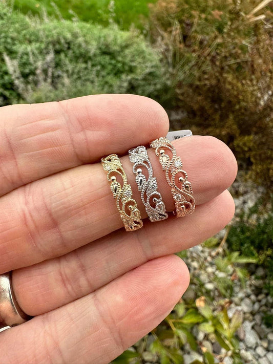 14K YG Diamond Filigree Band