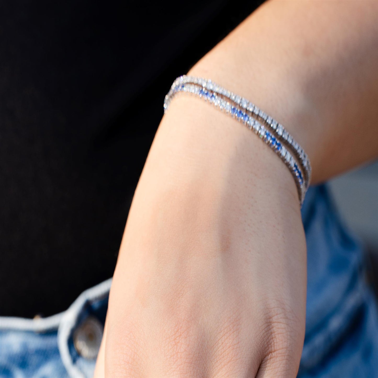 Diamond And Sapphire Tennis Bracelet
