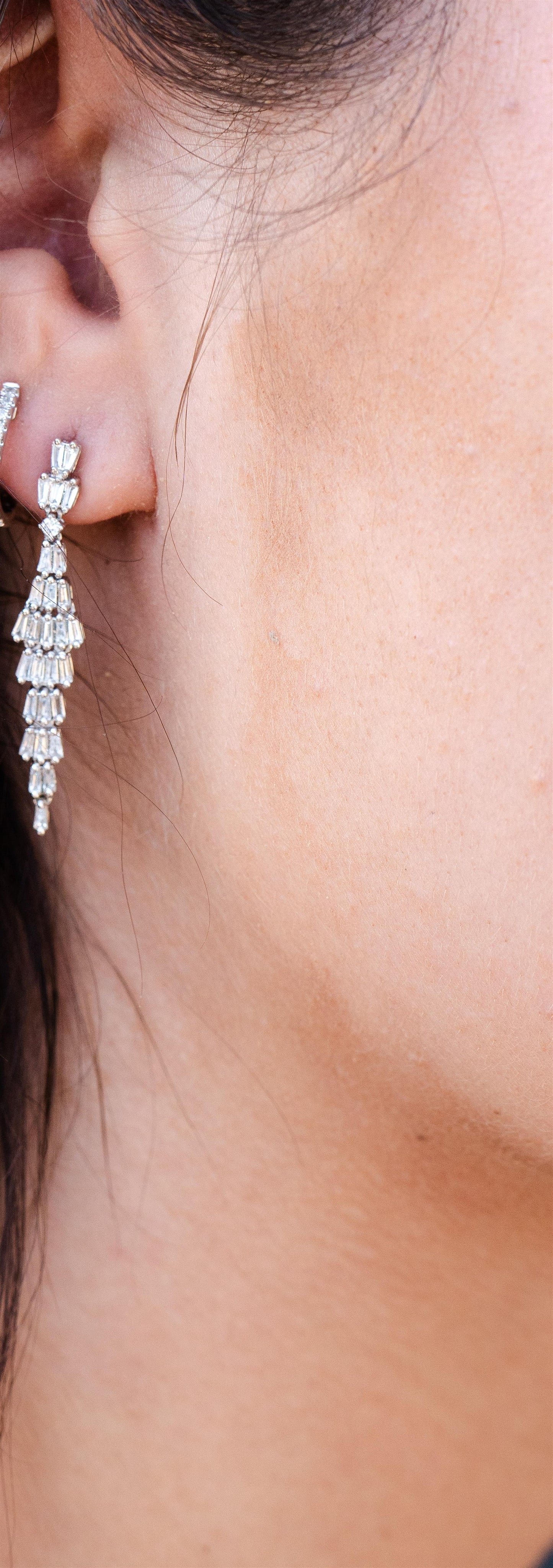 White Gold Kite Shaped Diamond Drop Earrings