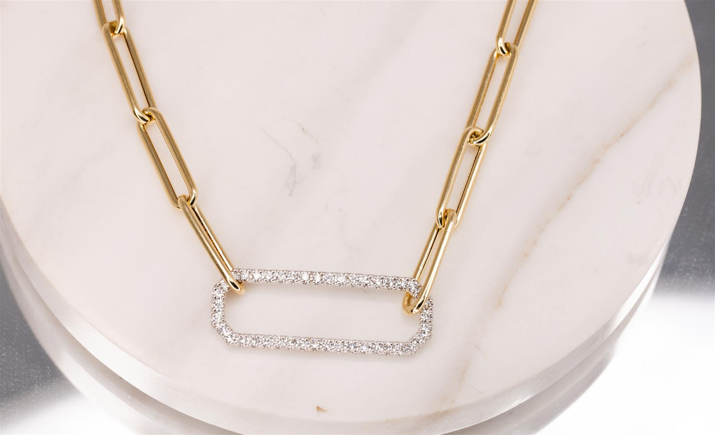 Paperclip Style Diamond Necklace