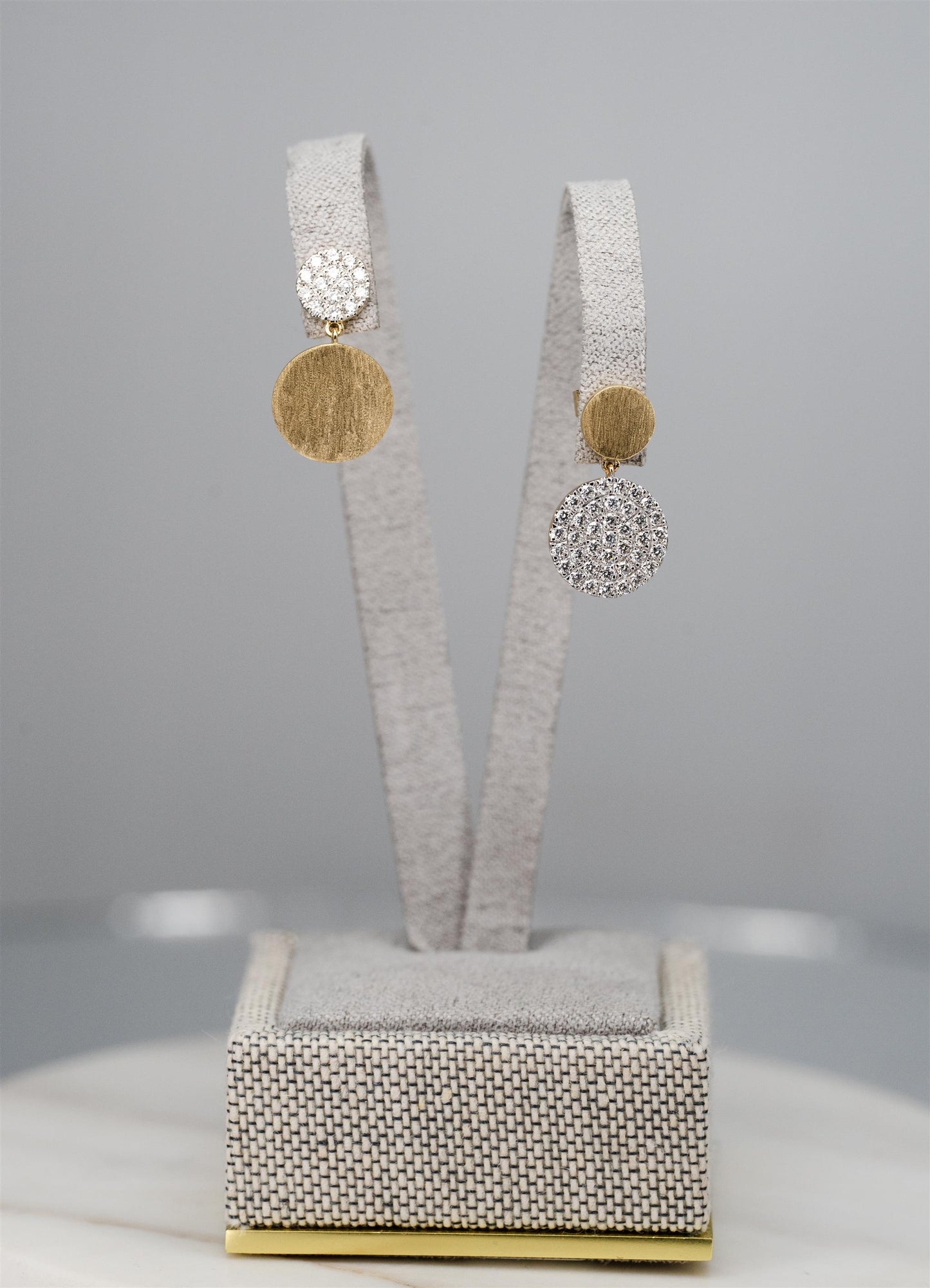 Diamond And Yellow Gold Contrast Earrings