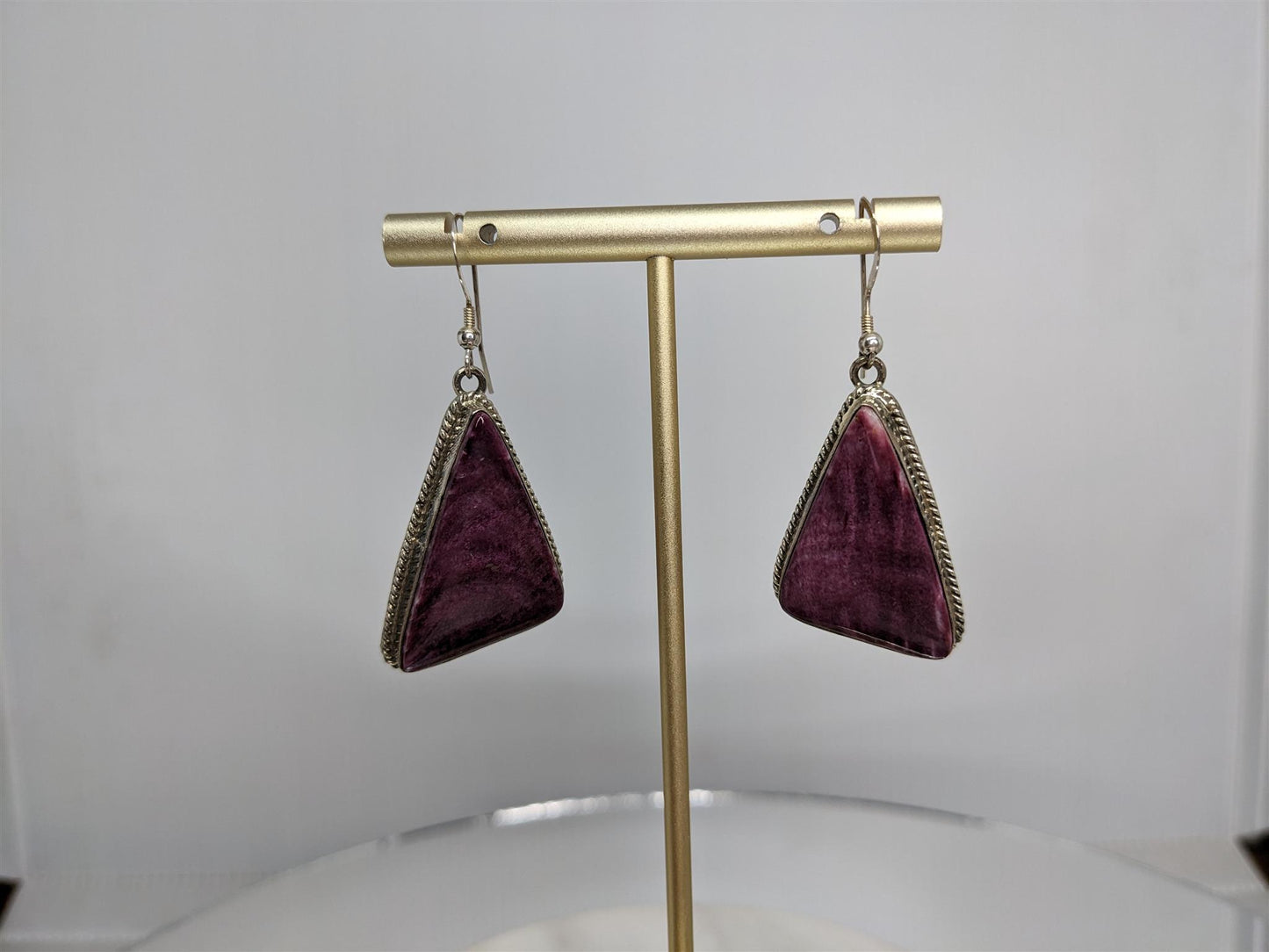 Purple Spiney Oyster Sterling Silver Earrings