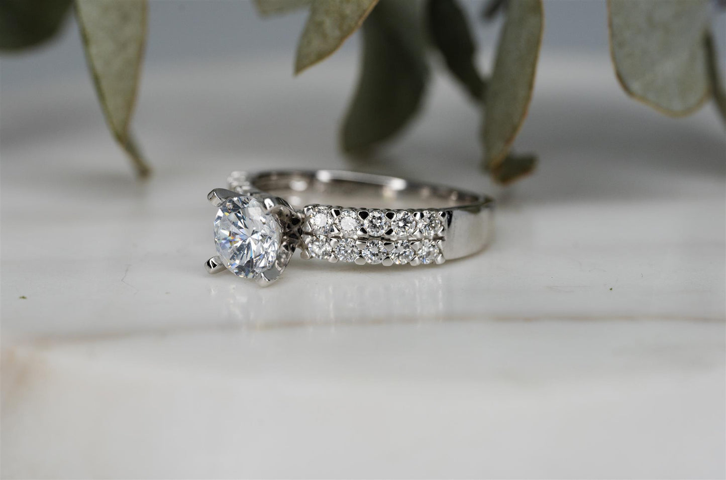 14k White gold Semi Mount Ring