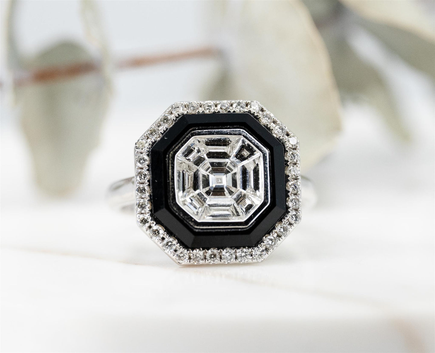 Black Onyx And Diamond Ring