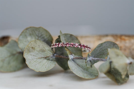 White Gold and Pink Tourmaline Band