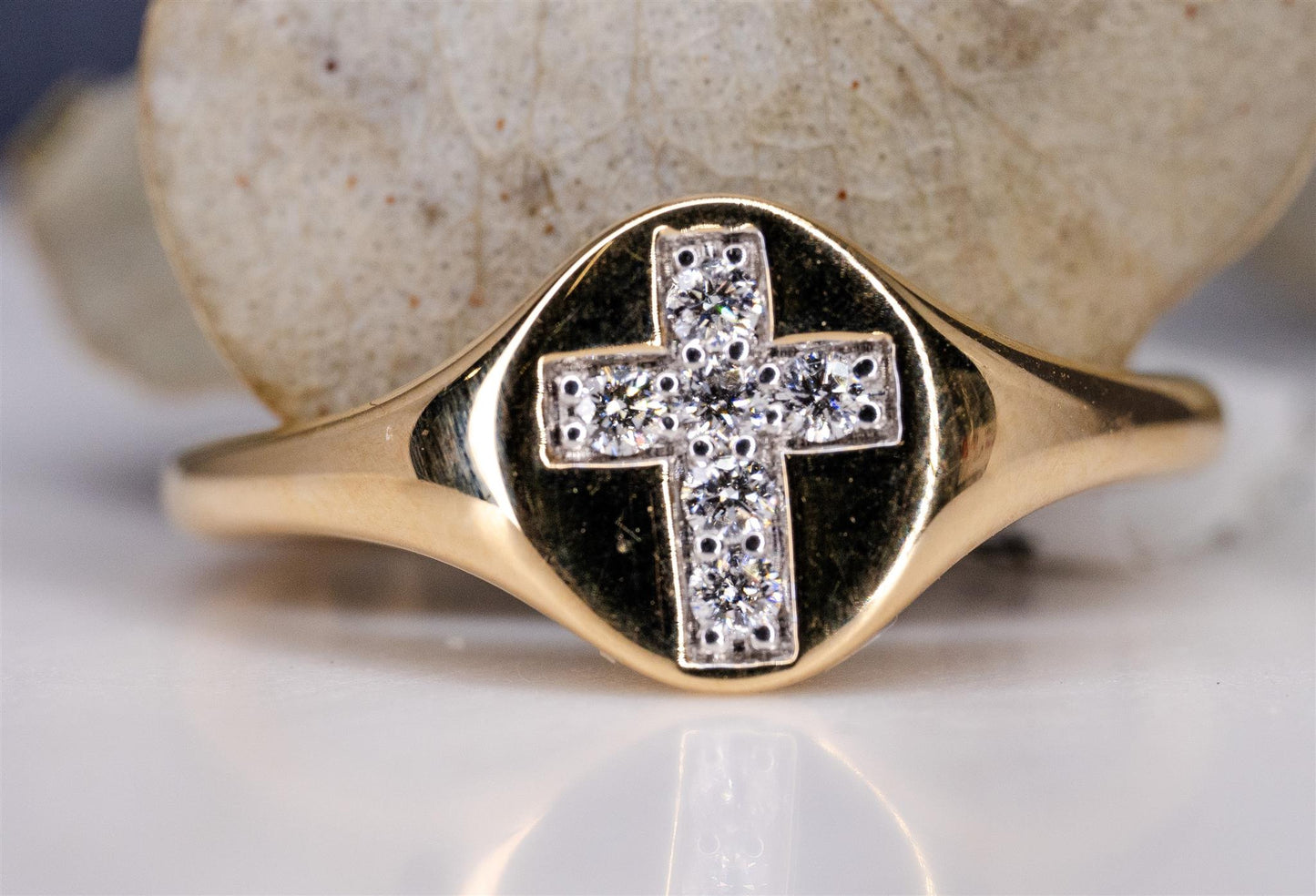 Diamond Cross Signet Ring