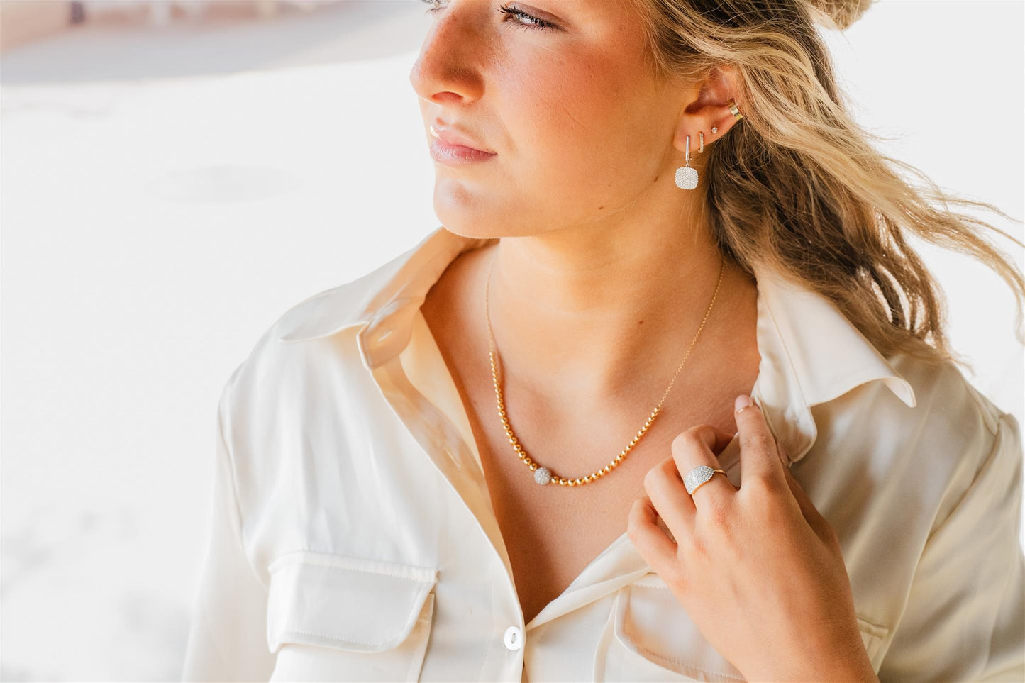 Diamond Circle And Yellow Gold Necklace