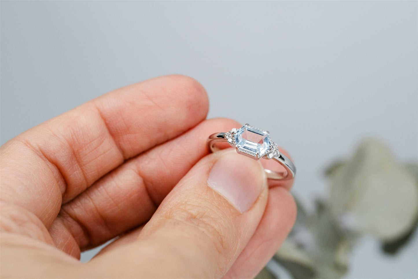 Aqua And Diamond Ring