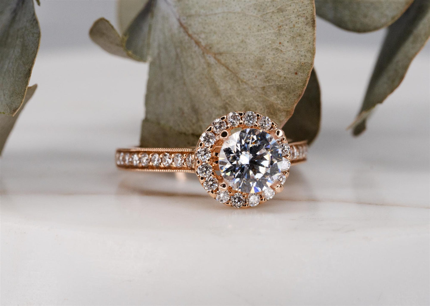 14k Rose gold diamond ring