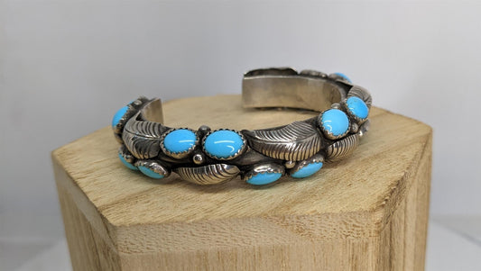 Sterling Silver Turquoise Leaf Bracelet