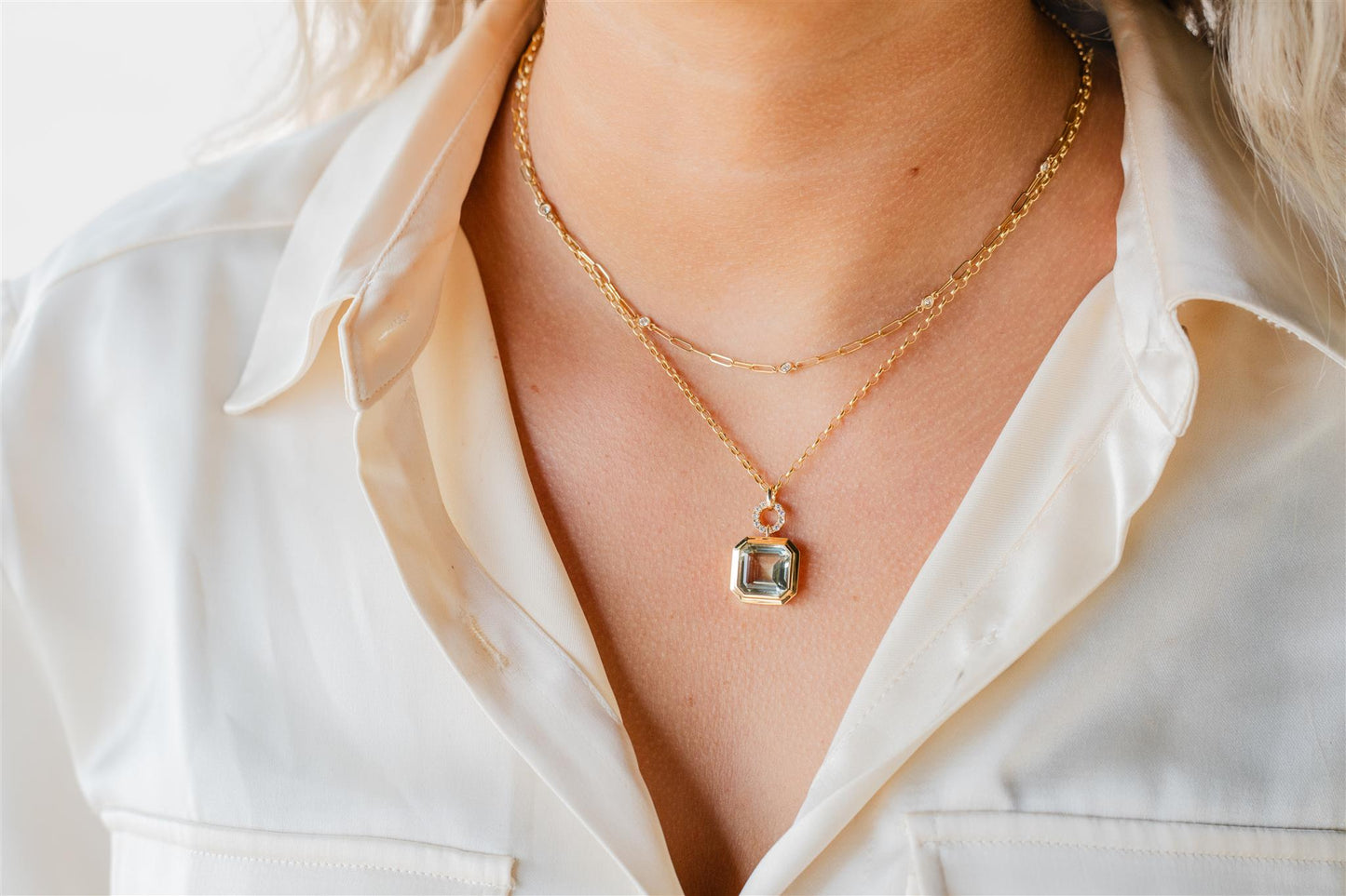 Green Amethyst And Diamond Necklace