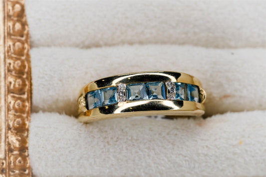 Blue Topaz & Diamond Band