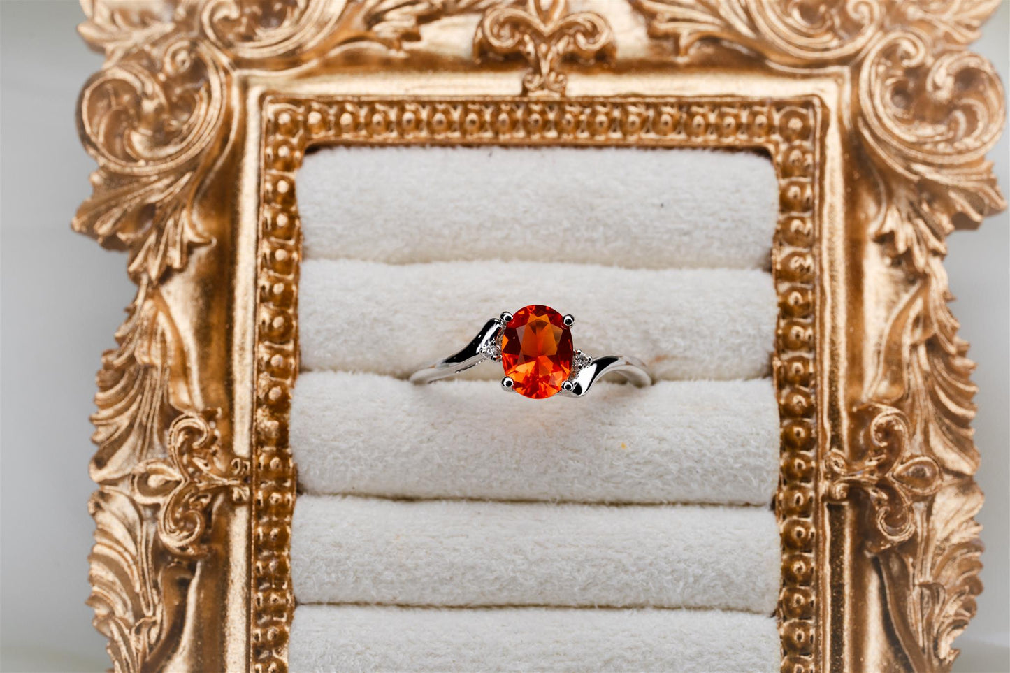 Fire Opal & Diamond Ring