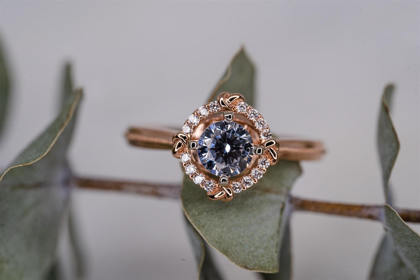 14K Rose Gold Diamond and CZ Ring