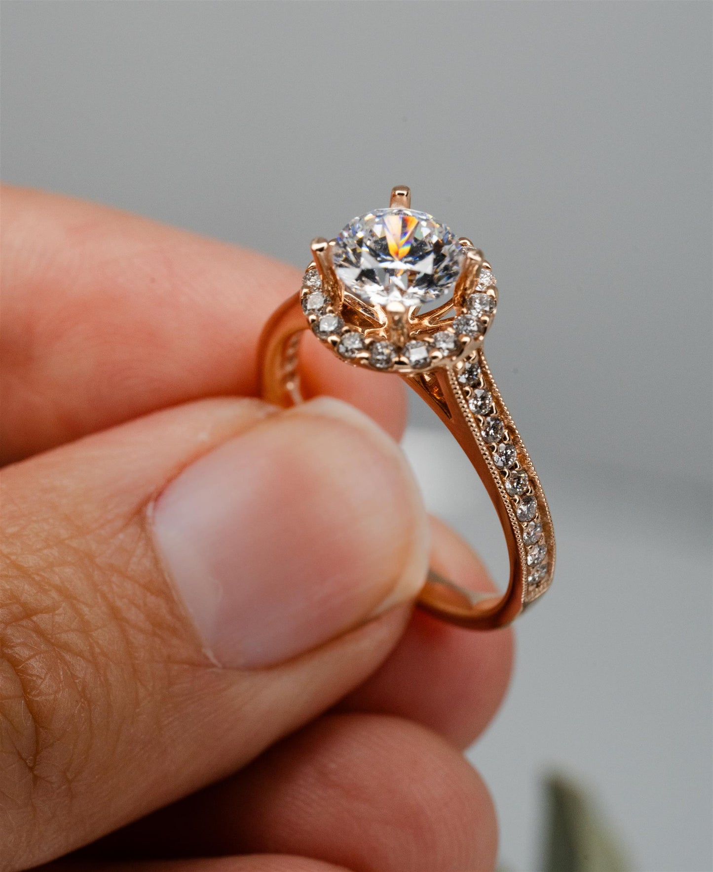 14k Rose gold diamond ring