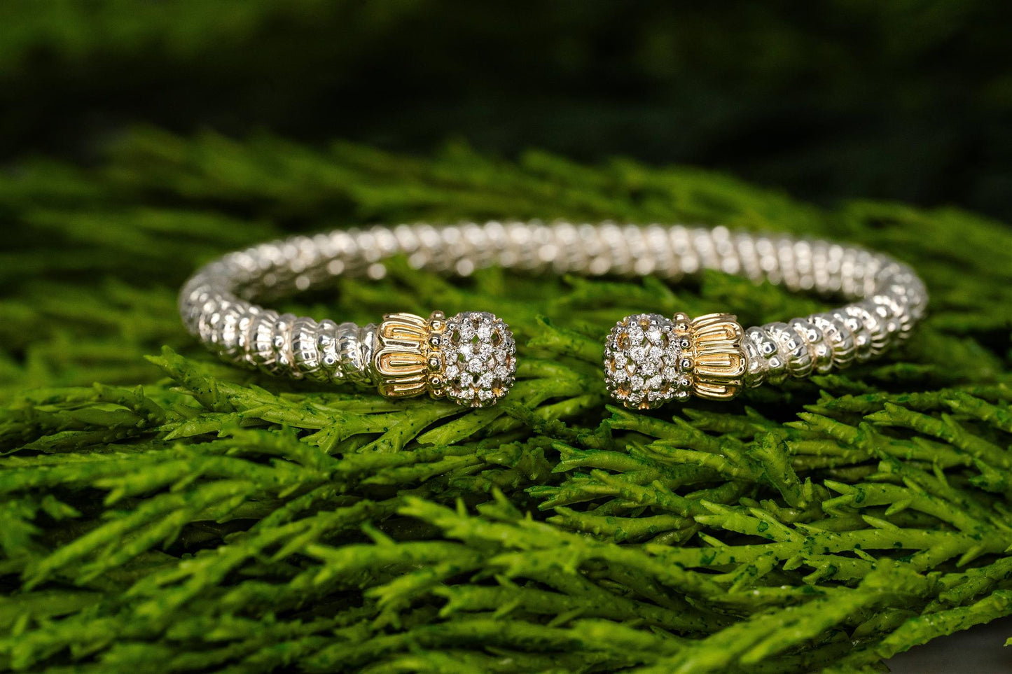 Yellow Gold and Sterling Silver Diamond Bracelet