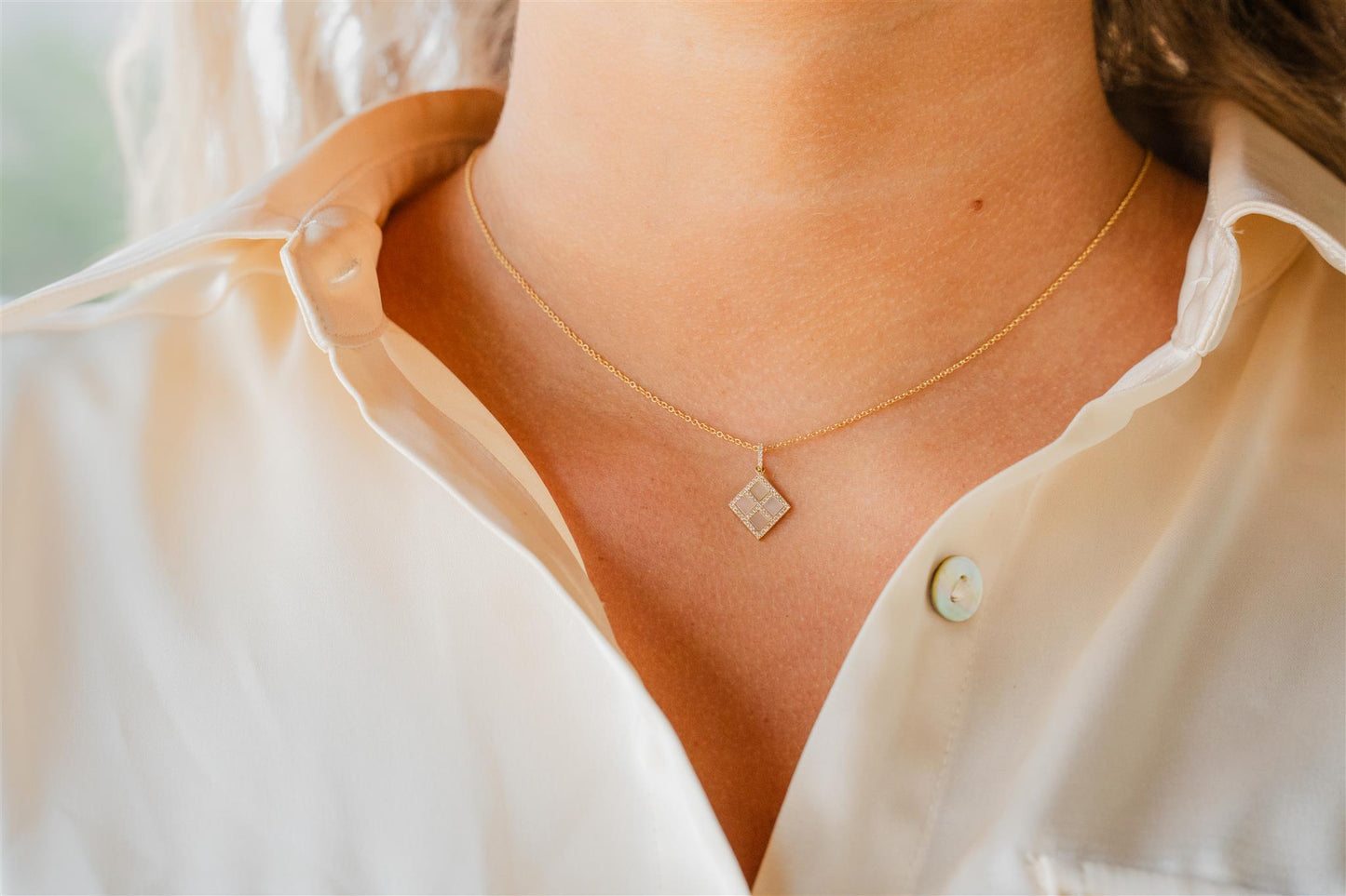 Mother Of Pearl And Diamond Necklace