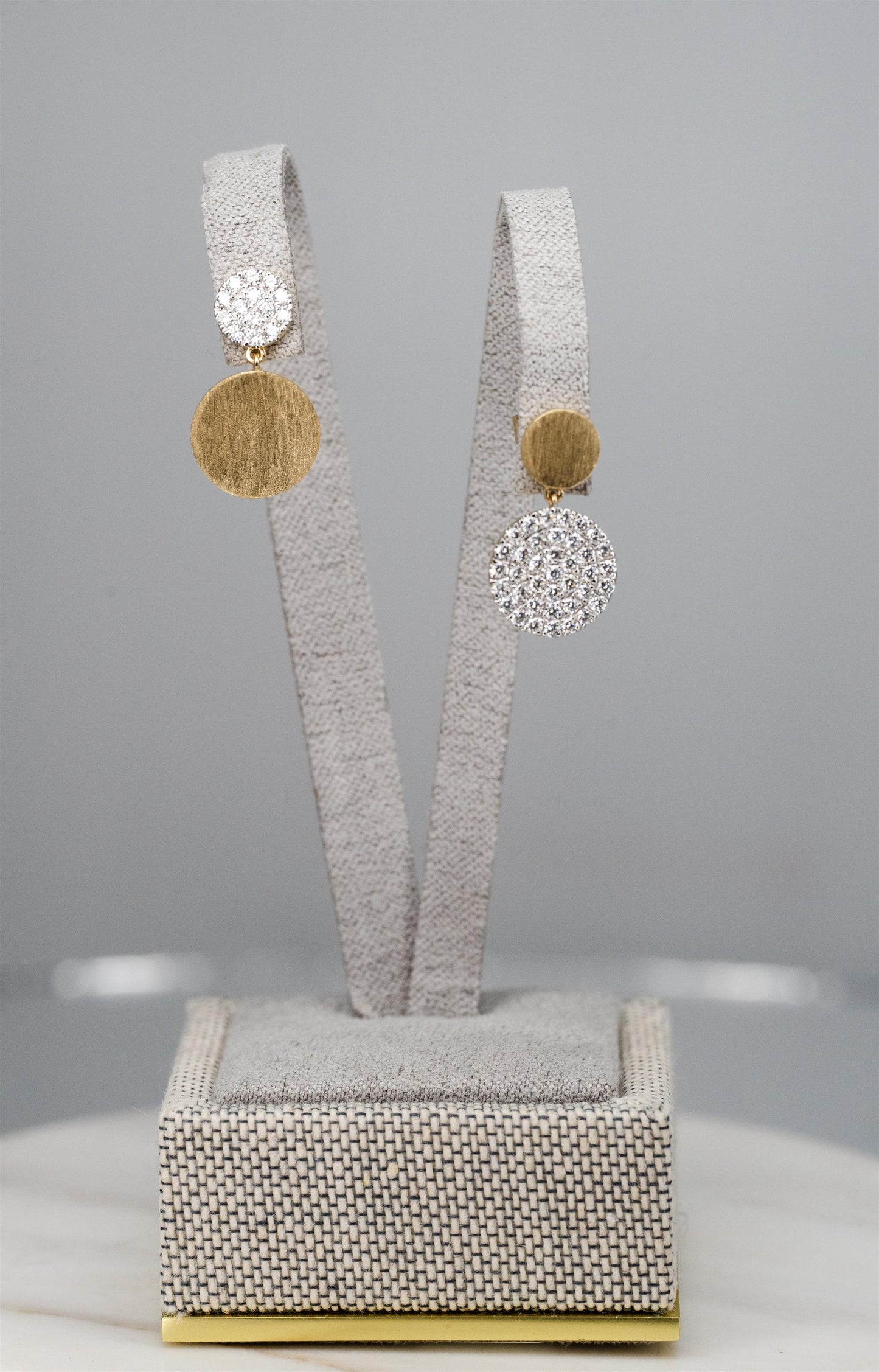 Diamond And Yellow Gold Contrast Earrings